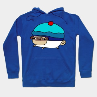 Blue Cupcake Pug Hoodie